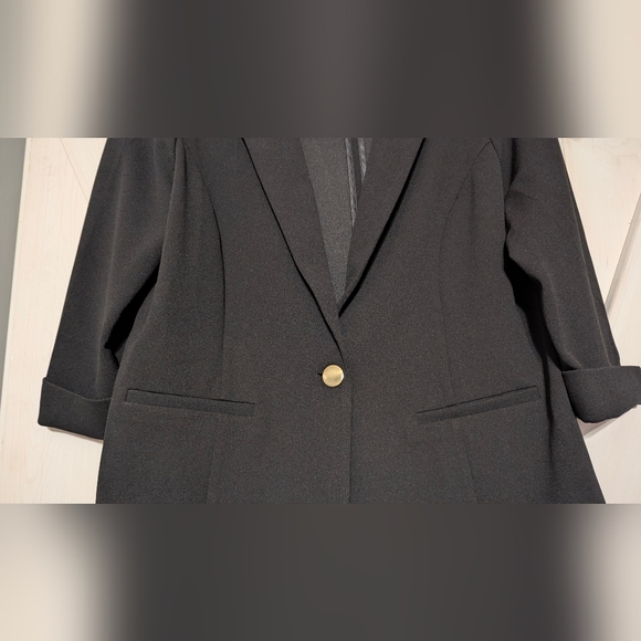 CATO Women's Black Blazer Single Button Jacket 3/4 length sleeves size Large - Picture 2 of 7